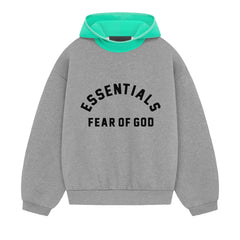 Ess. Nylon Fleece Hoodie 'Dark Heather Oatmeal Mint Leaf'