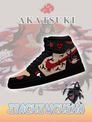 Baskets montantes personnalisées Akatsuki Itachi Uchiha V.6