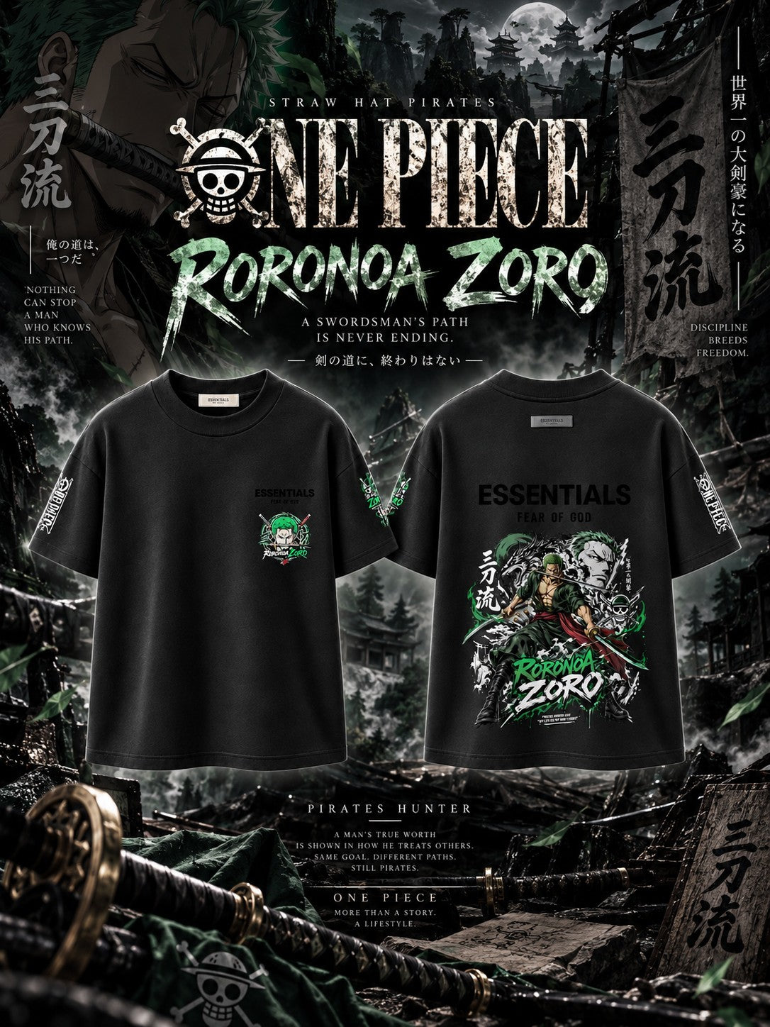 Roronoa Zoro V.1 Custom Ess. T-Shirt