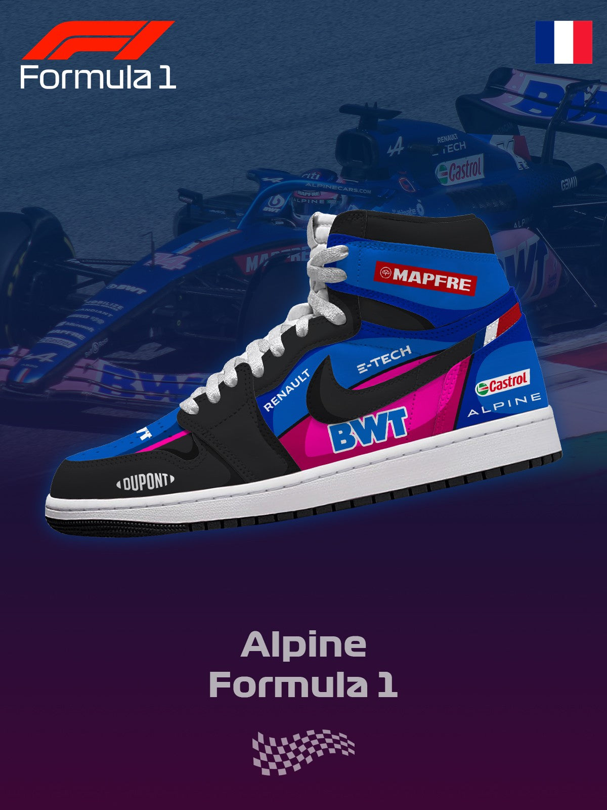 Baskets montantes personnalisées Alpine F.1 V.1