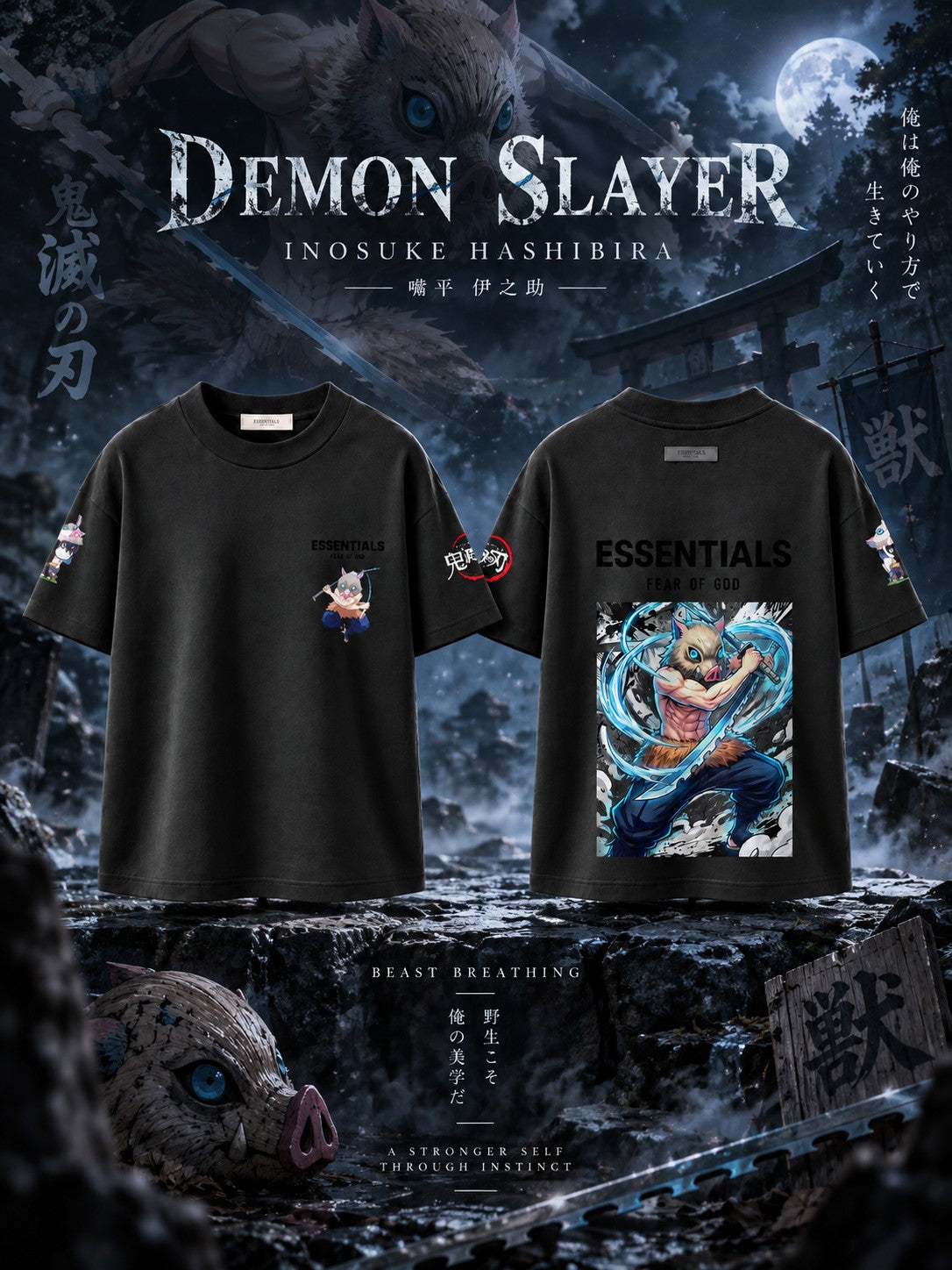 Inosuke Hashibira V.1 Custom Ess. T-Shirt