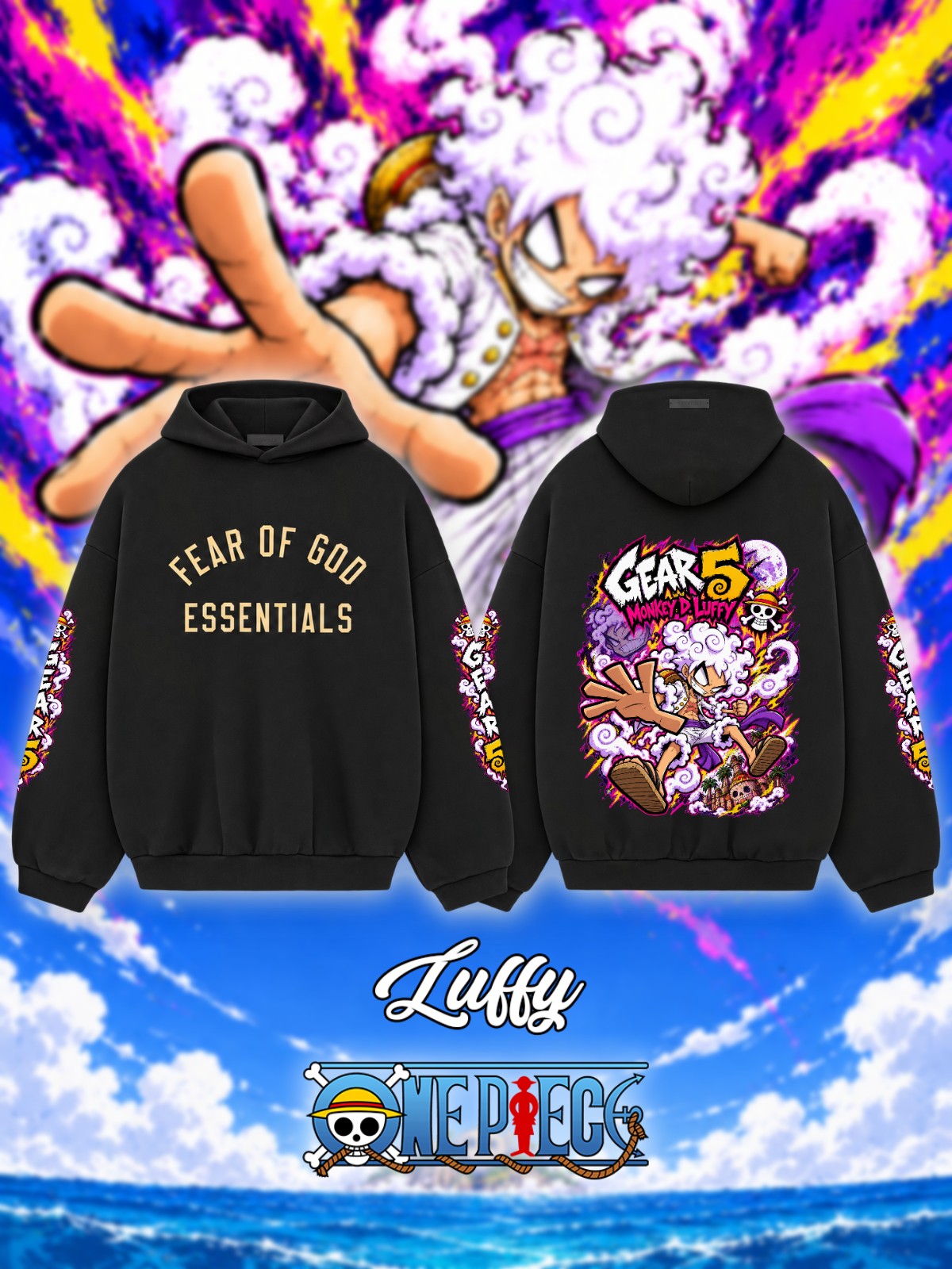 Luffy Gear 5 V.7 Custom Ess. Hoodie