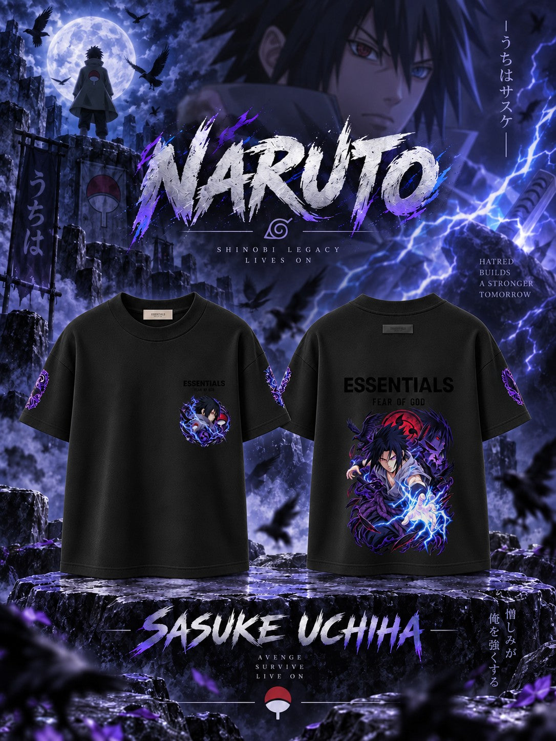 Sasuke Uchiha V.1 Custom Ess. T-Shirt