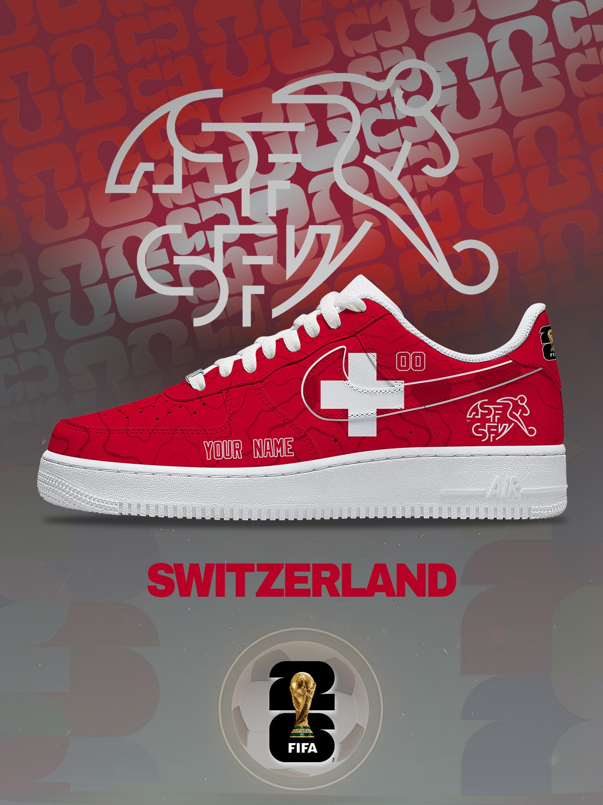 World Cup 2026 Switzerland V.1 Custom Air-Style Sneakers