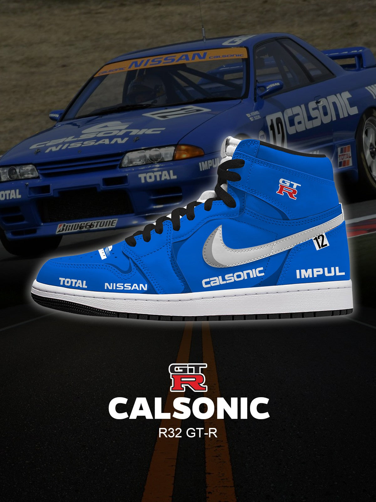 Baskets montantes personnalisées Calsonic R32 GT-R V.1