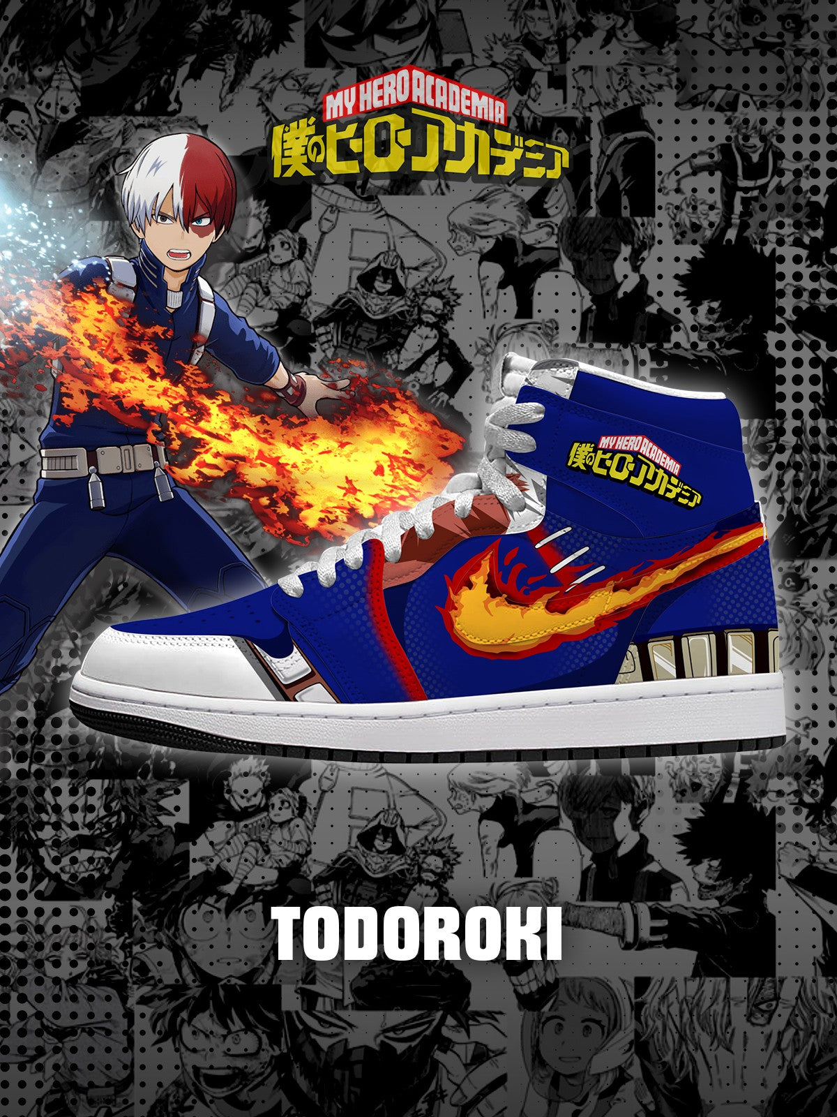 Baskets montantes personnalisées Shoto Todoroki V.2