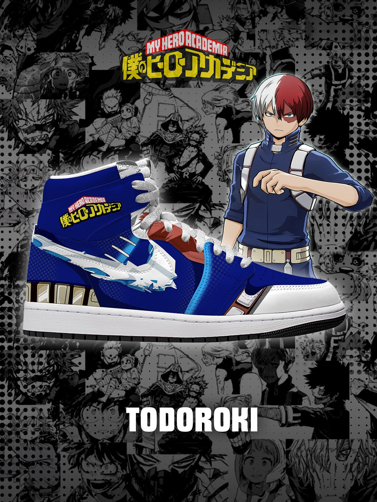 Baskets montantes personnalisées Shoto Todoroki V.2