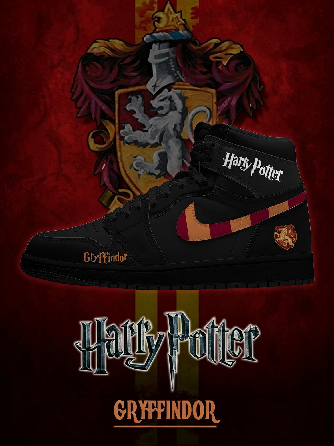 Hogwarts Gryffindor House Black V.1 Custom High-Top Sneakers