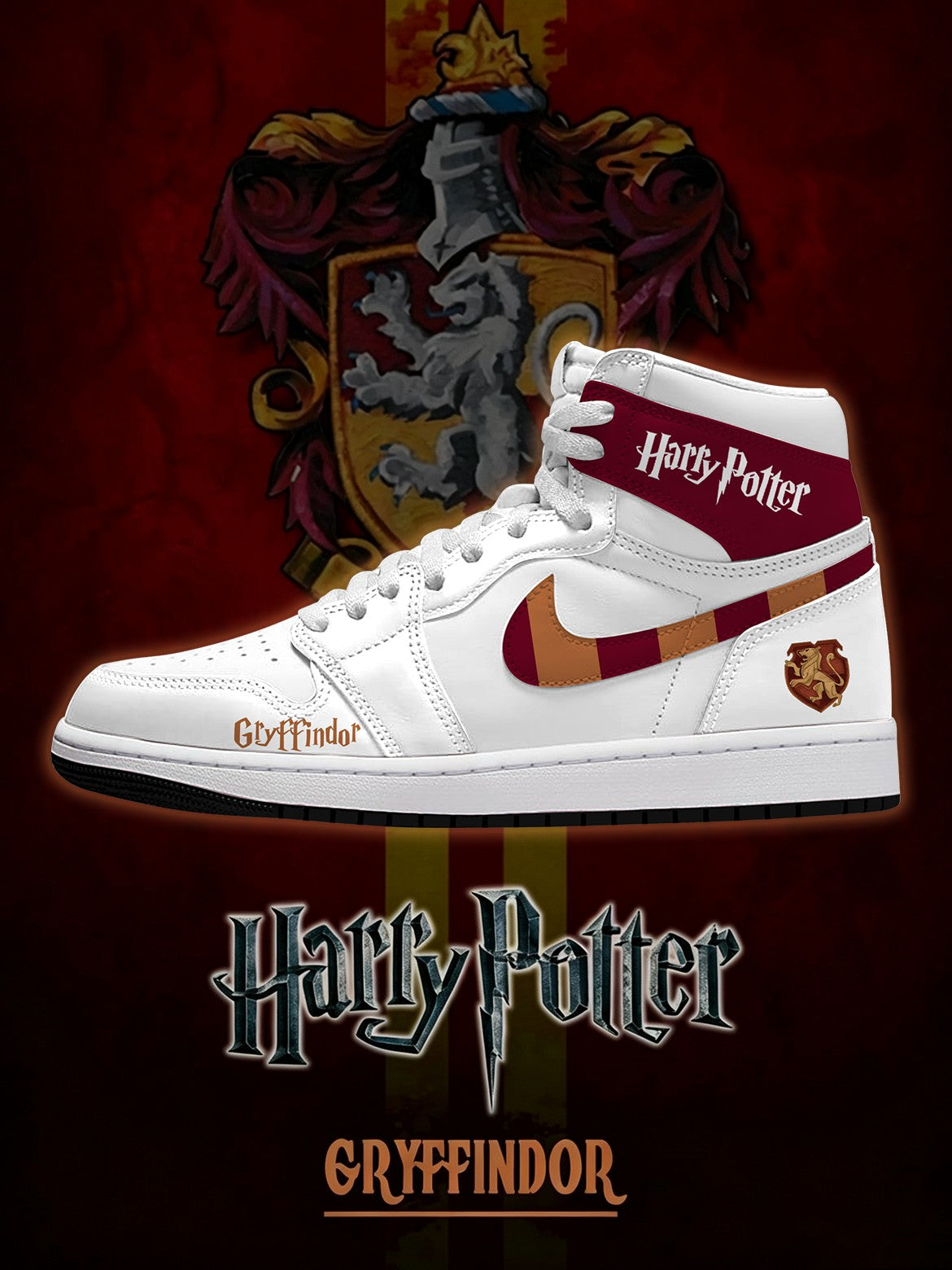 Hogwarts Gryffindor House White V.1 Custom High-Top Sneakers