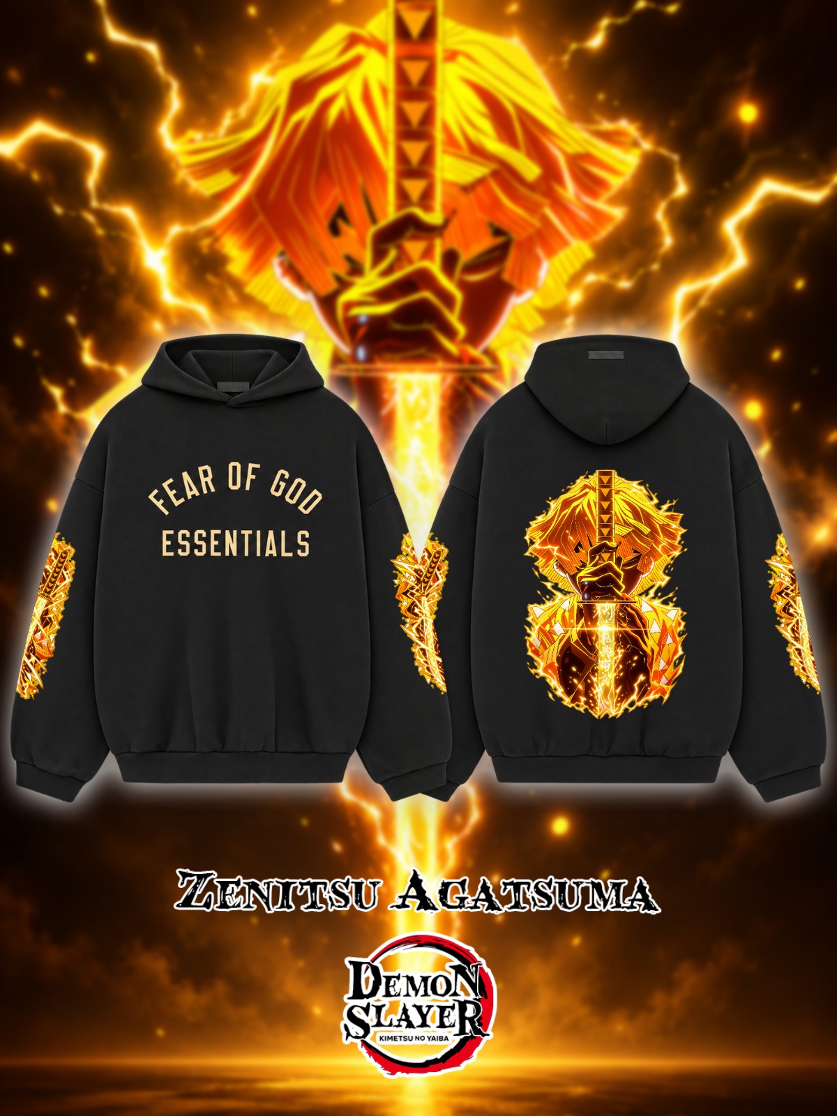 Zenitsu Agatsuma V.3 Custom Ess. Hoodie