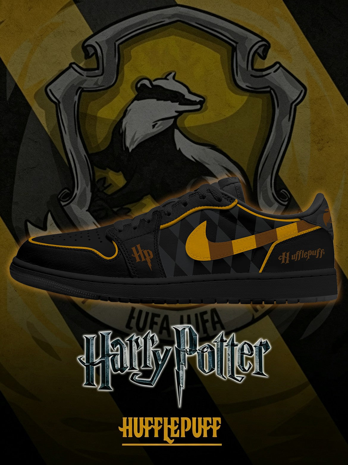 Hogwarts Hufflepuff House V.3 Custom Low-Top Court Sneakers