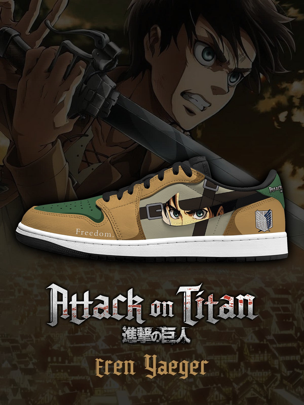 Eren Yeager V.1 Custom Low-Top Court Sneakers
